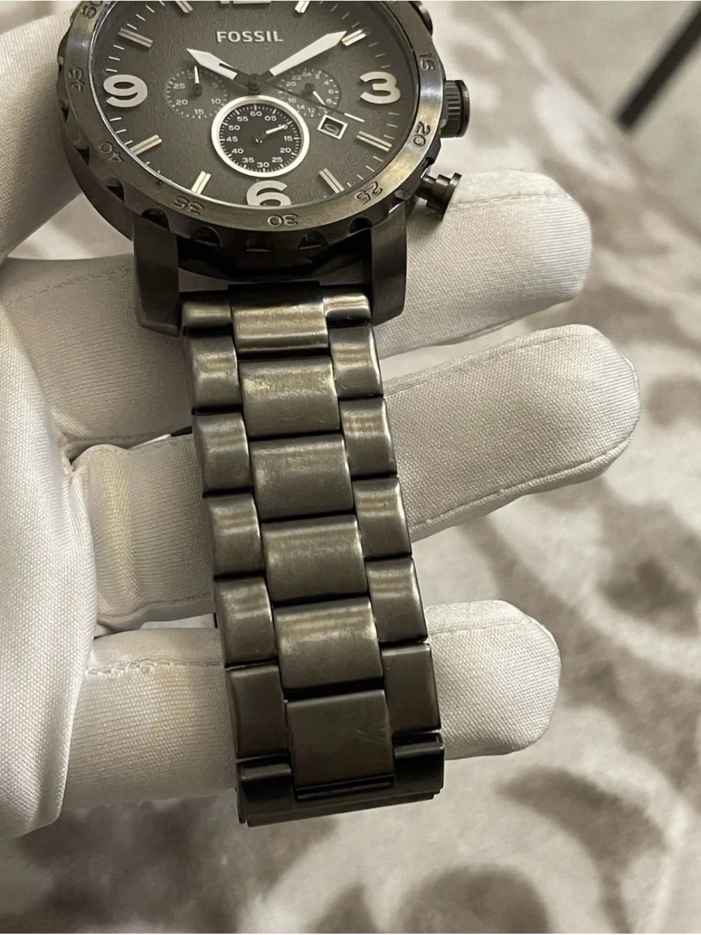 Fossil Nate Chronograph Smoke Quartz JR1437 Stainless Steel Watch